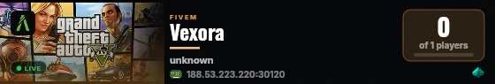Vexora live status badge