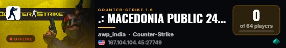 .: MACEDONIA PUBLIC 24/7 DeathMatch + Respawn :. live status badge