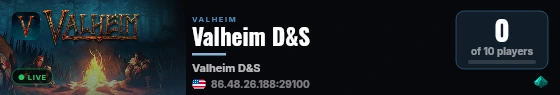 Valheim D&S live status badge