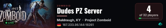 Dudes PZ Server live status badge