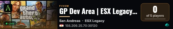 GP Dev Area | ESX Legacy Server live status badge