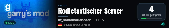 Rodictastischer Server live status badge