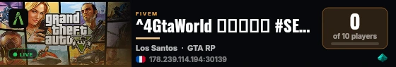 ^4GtaWorld ▬▬▬↭🡺 #SERVEUR↭SEMI-WL 🡸↭▬▬▬ live status badge