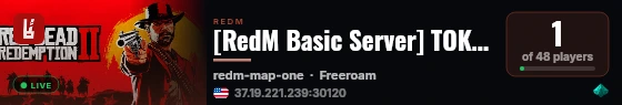 [RedM Basic Server] TOKALA PEDSERVER live status badge