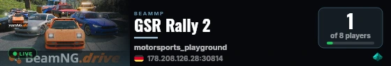 GSR Rally 2 live status badge