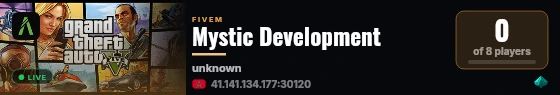 Mystic Development live status badge