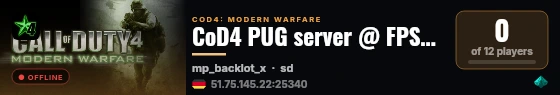 CoD4 PUG server @ FPSChallenge.eu live status badge