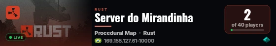 Server do Mirandinha live status badge