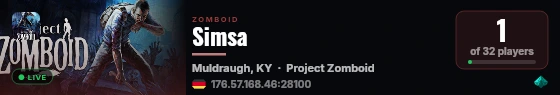 Simsa live status badge