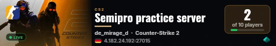 Semipro practice server live status badge