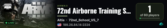 72nd Airborne Training Server live status badge