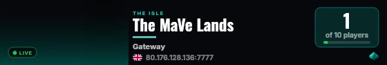 The MaVe Lands live status badge