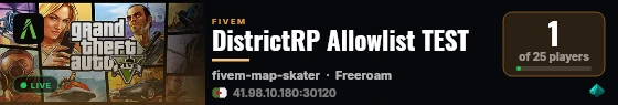 DistrictRP Allowlist TEST live status badge
