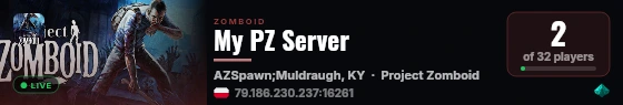 My PZ Server live status badge