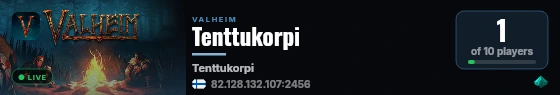 Tenttukorpi live status badge