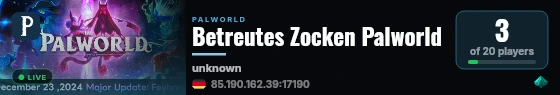 Betreutes Zocken Palworld live status badge