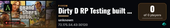 Dirty D RP Testing built with QBCore Framework by JericoFx & Kakarot & Hamy! live status badge