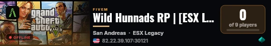 Wild Hunnads RP | [ESX Legacy] live status badge