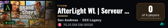 AfterLight WL | Serveur RP Apocalypse live status badge