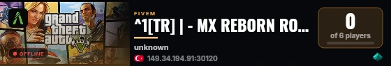 ^1[TR] | - MX REBORN ROLEPLAY - | - discord.gg/npWnrPqjEw - | Özlendiniz.. live status badge