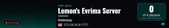 Lemon's Evrima Server live status badge