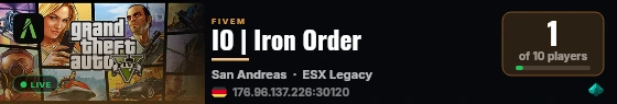 IO | Iron Order live status badge