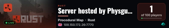 Server hosted by Physgun.com live status badge
