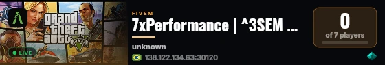 7xPerformance | ^3SEM WL | ^4☠FAVELAS | ^8🌈LGBTQ+ | ^ live status badge
