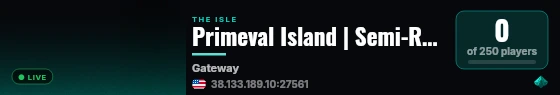 Primeval Island | Semi-Realism | Active Admins live status badge