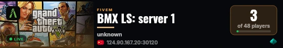 BMX LS: server 1 live status badge