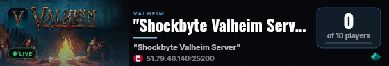 "Shockbyte Valheim Server" live status badge