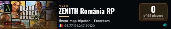 [FiveM Basic Server] ZENITH România RP live status badge