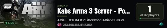Kabs Arma 3 Server - Powered by AMP live status badge