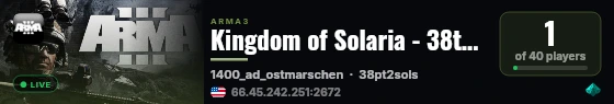 Kingdom of Solaria - 38th Knight Legion live status badge