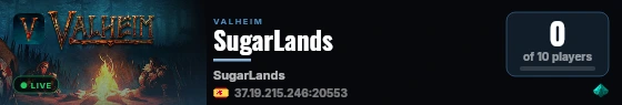 SugarLands live status badge