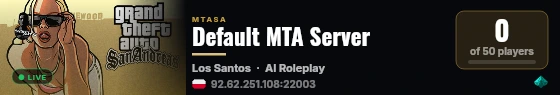 Default MTA Server live status badge