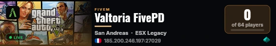 Valtoria FivePD live status badge