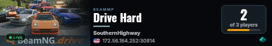 Drive Hard live status badge