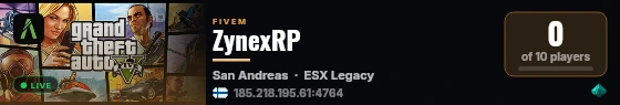ZynexRP live status badge