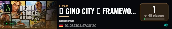 ✦ GINO CITY 〢 FRAMEWORK PROPRIETARIO 〢 200+ FPS 〢 SOFT RP live status badge