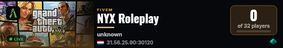NYX Roleplay live status badge