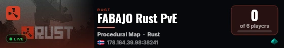 FABAJO Rust PvE live status badge