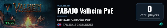 FABAJO Valheim PvE live status badge
