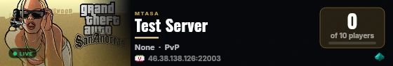 Test Server live status badge