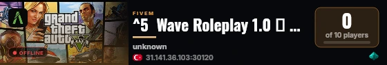 ^5  Wave Roleplay 1.0 ● discord.gg/wavev 06.11.25 live status badge