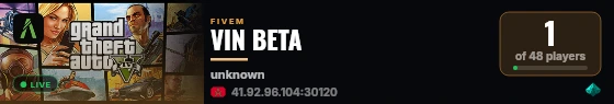 VIN BETA live status badge