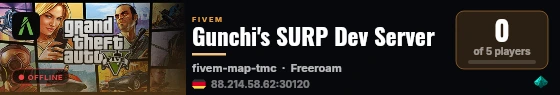 Gunchi's SURP Dev Server live status badge