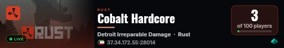 Cobalt Hardcore live status badge