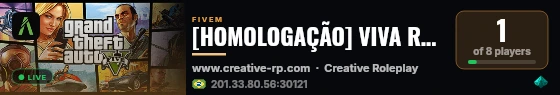 [HOMOLOGAÇÃO] VIVA ROLEPLAY | TESTES INTERNOS live status badge