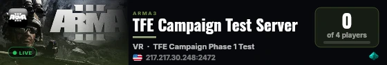 TFE Campaign Test Server live status badge